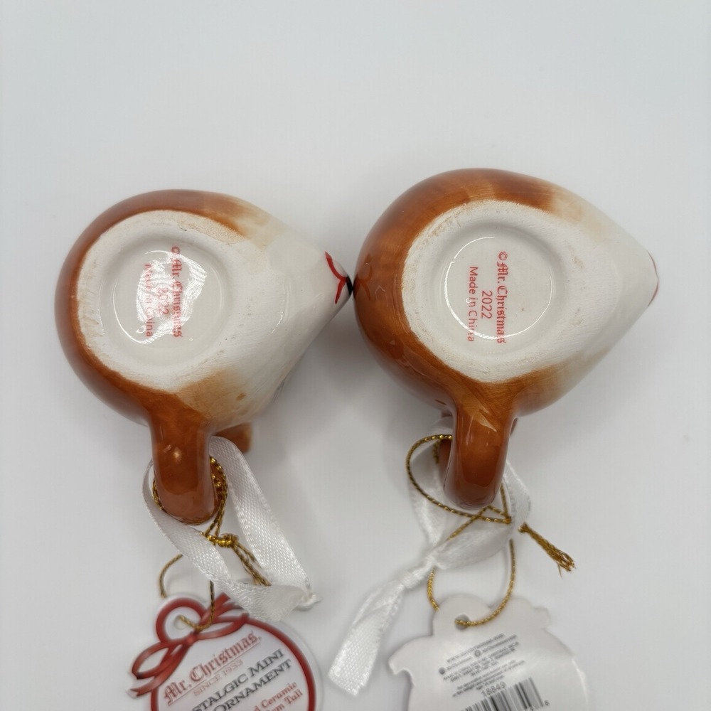 Mr Christmas 2022 Nostalgic REINDEER Mini Mug Ornament Set of 2 NWT Retro - Picture 6 of 6